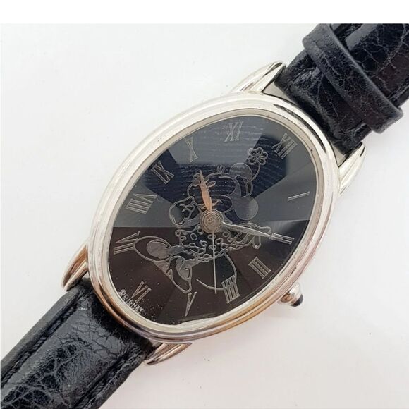 Black & Silver Minni Mouse Rare Disney Watch, Diamond Cut Style htf - Picture 4 of 5